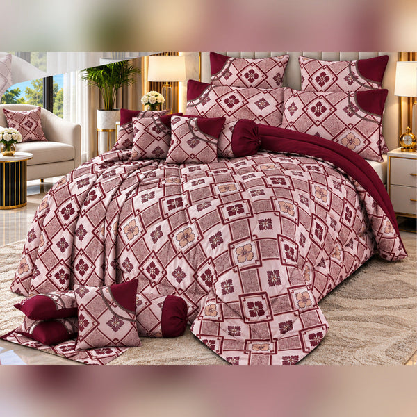 Amber Red Comforter Set - 7 Pcs