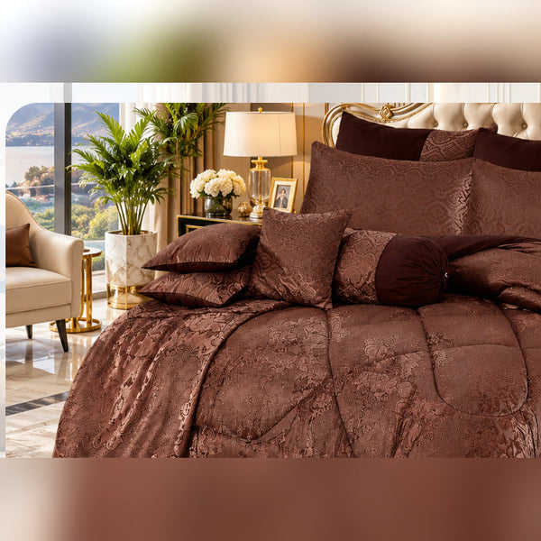 Beacon Peach Jacquard Comforter Set - 9 Pcs