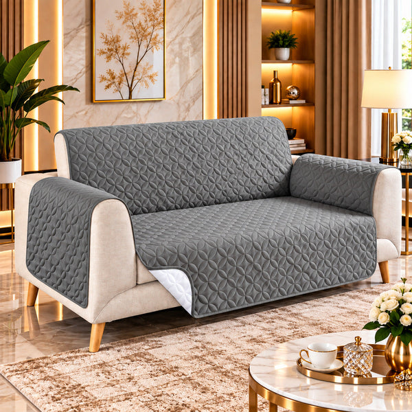 Cedar Grey Reversible Quilted Sofa Cover