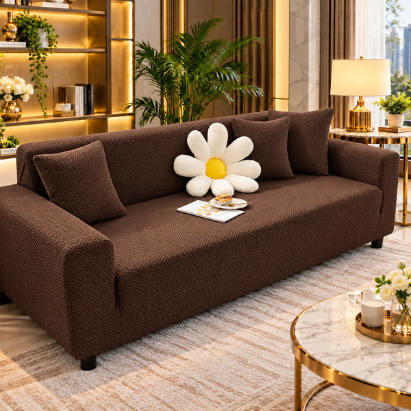 Cocoa Chocolate Stretch Jersey Sofa Cover