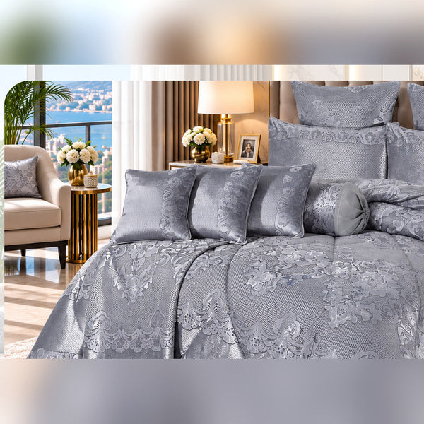 Grove Peach Jacquard Comforter Set - 9 Pcs