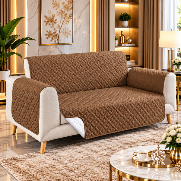 Haven Brown Reversible Quilted Sofa Cover
