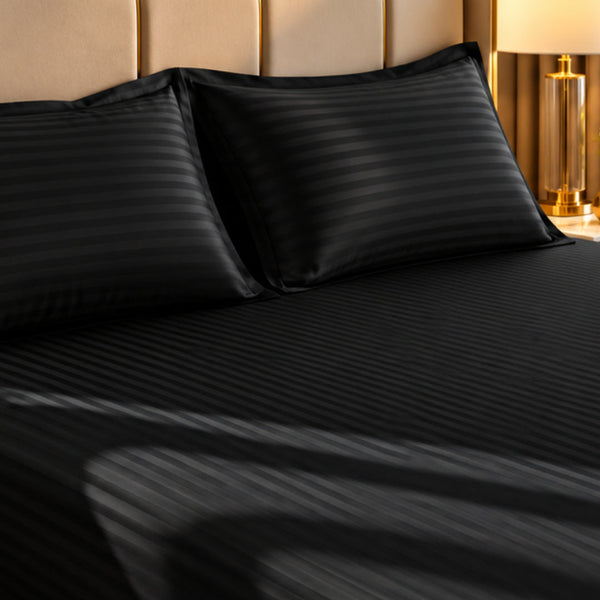 Hazel Peach Satin Stripe Fitted Sheet Set