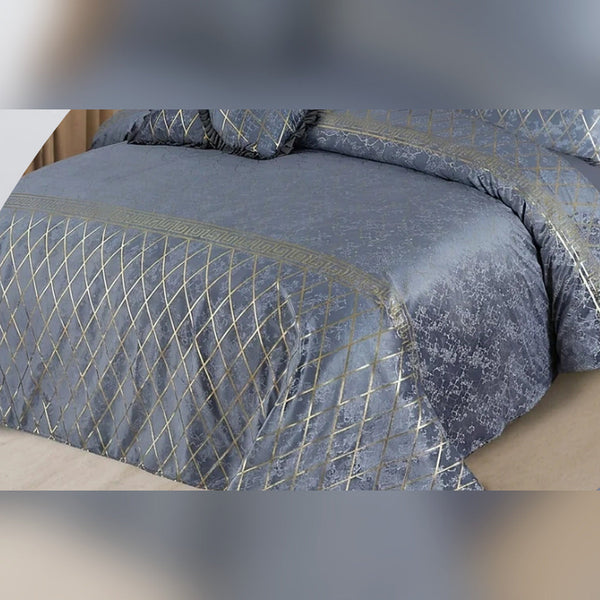 Heritage Grey Plated Bedding Set - 5 Pcs