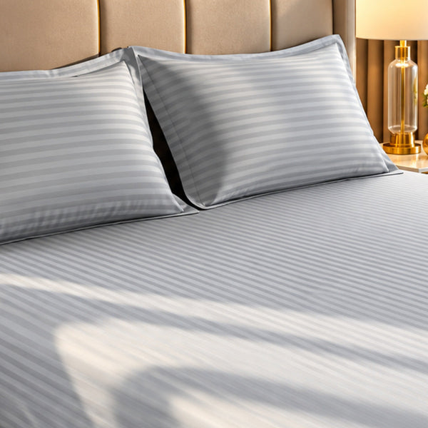 Jasper Peach Satin Stripe Fitted Sheet Set