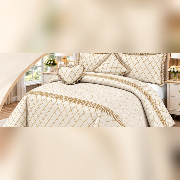 Legacy Peach Plated Bedding Set - 5 Pcs