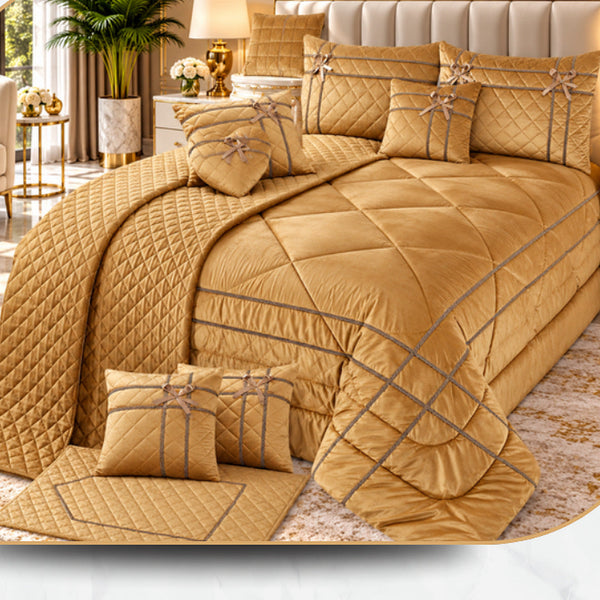 Linden Orange Luxury Quilted Comforter Set