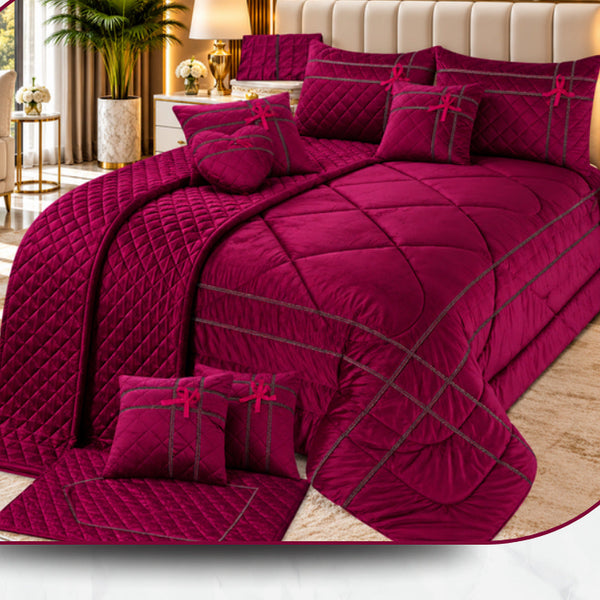 Maple Red Luxury Quilted Comforter Set