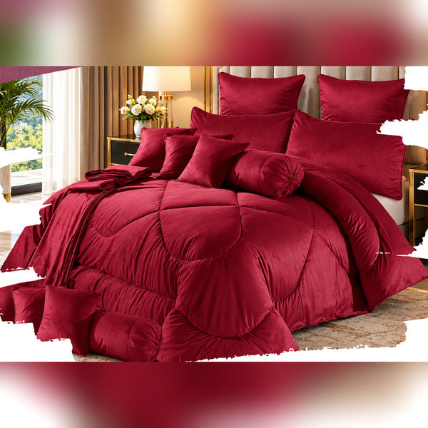 Marigold Red Comforter Set - 8 Pcs