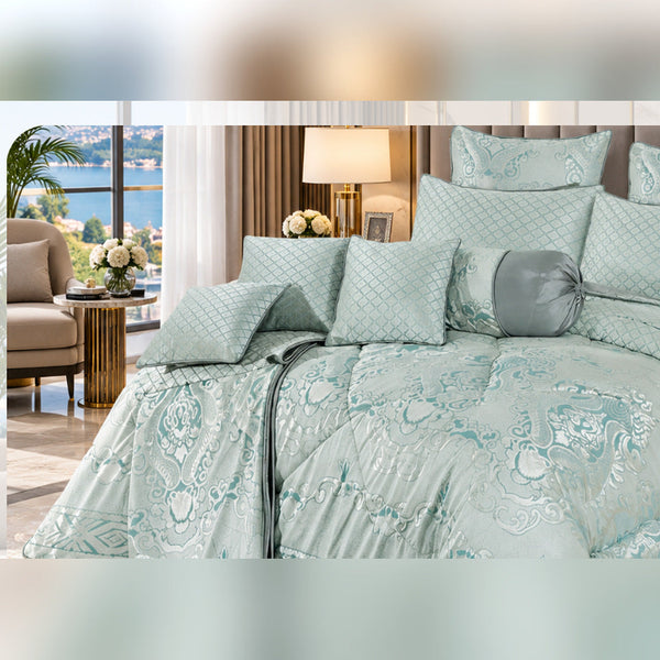 Mesa Grey Jacquard Comforter Set - 9 Pcs