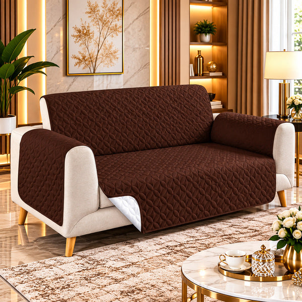 Onyx Dark Brown Reversible Quilted Sofa Cover