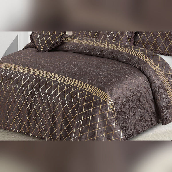 Paisley Peach Plated Bedding Set - 5 Pcs