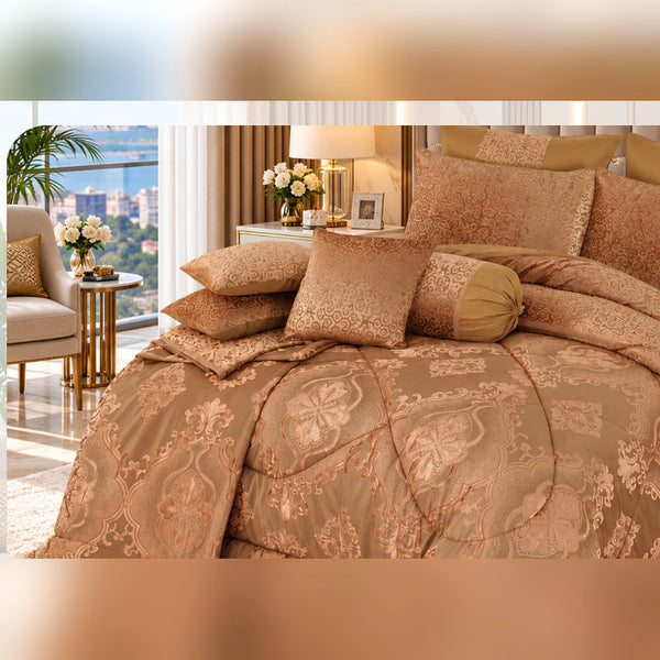 Prairie Orange Jacquard Comforter Set - 9 Pcs