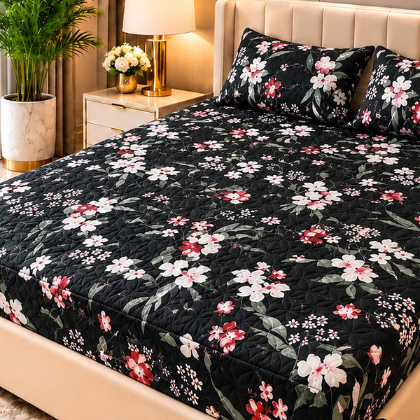 Noir Cherry Blossom Printed Waterproof Mattress Cover