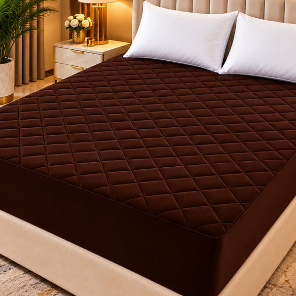 Cocoa Brown Quilted Waterproof Mattress Cover
