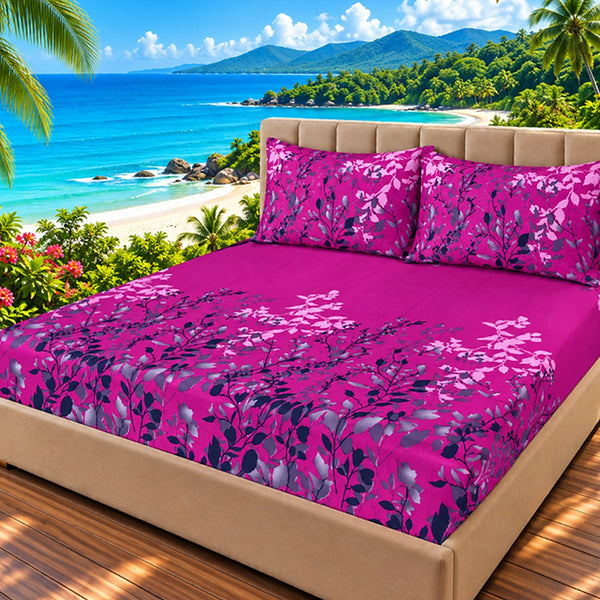 Magenta Meadow Fitted Sheet Set - 3 Pcs