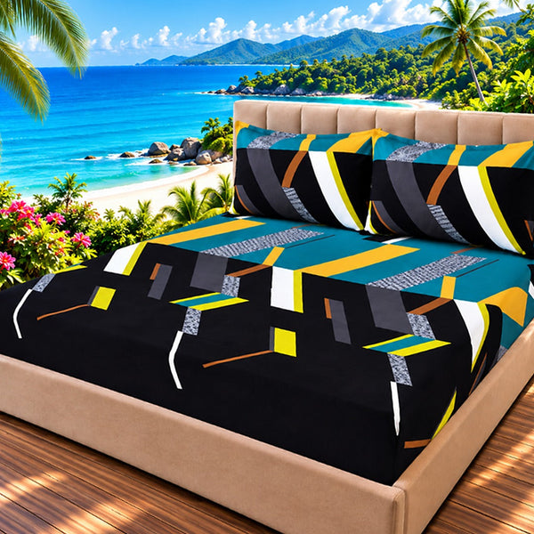 Metro Block Fitted Sheet Set - 3 Pcs