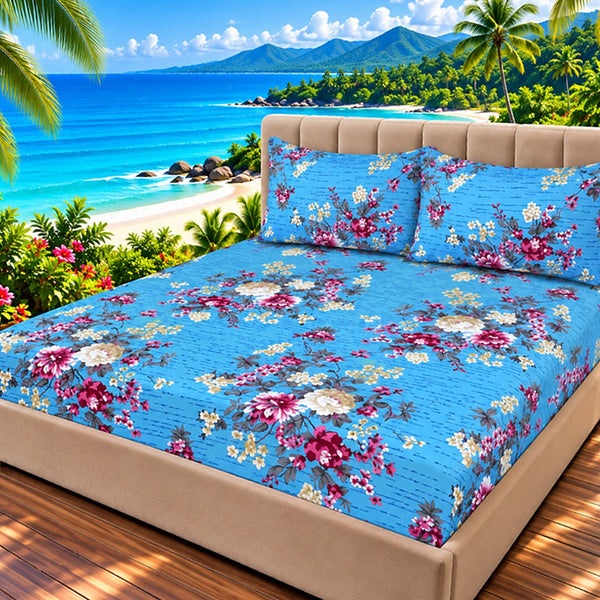 Sky Bouquet Fitted Sheet Set - 3 Pcs
