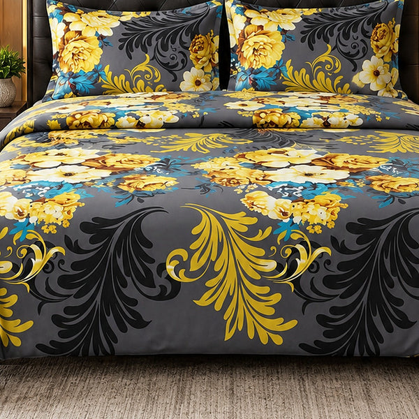 Golden Baroque Bedsheet Set - 3 Pcs