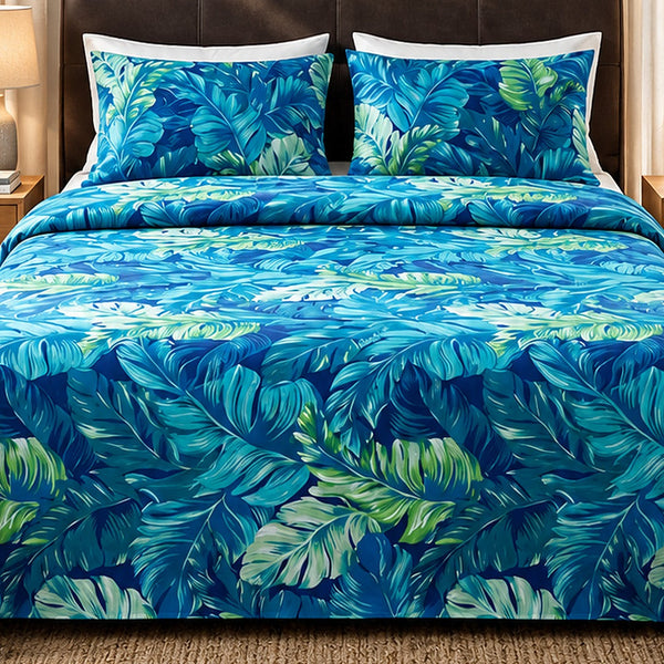 Lagoon Palm Bedsheet Set - 3 Pcs