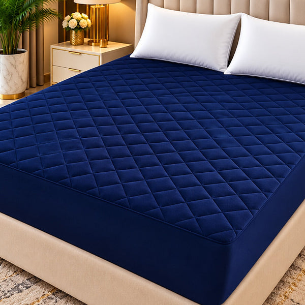 Midnight Navy Quilted Waterproof Mattress Cover