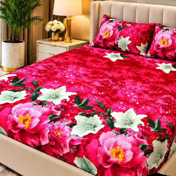 Crimson Peony Printed Waterproof Mattress Cover