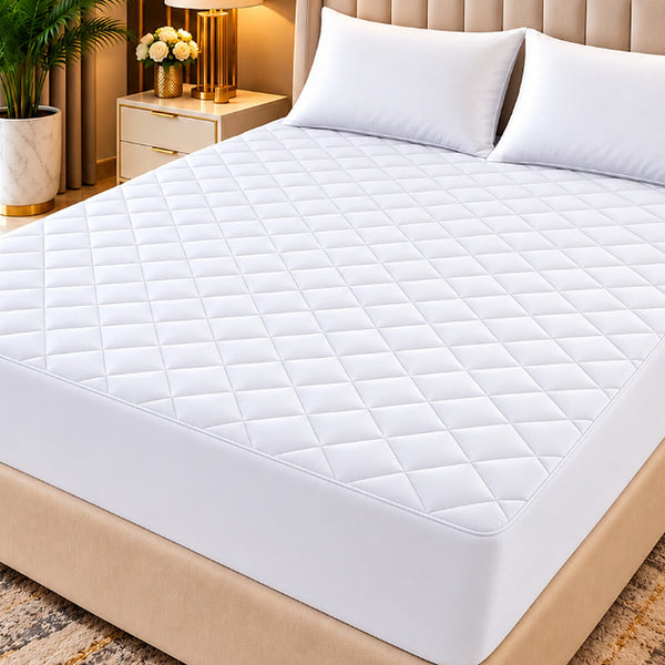 Pearl White Quilted Waterproof Mattress Cover