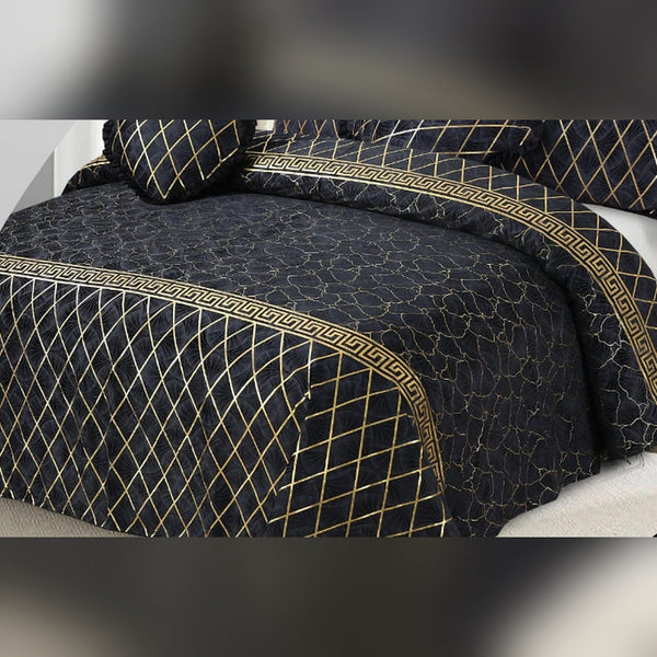 Tapestry Black Plated Bedding Set - 5 Pcs