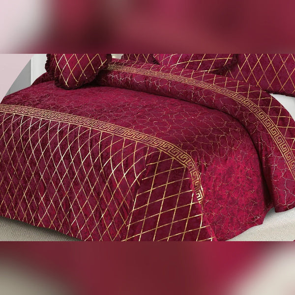 Tradition Red Plated Bedding Set - 5 Pcs