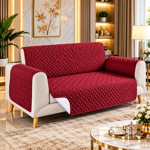 Vertex Red Reversible Quilted Sofa Cover