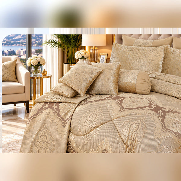 Voyage Peach Jacquard Comforter Set - 9 Pcs