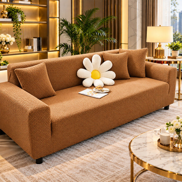 Walnut Tan Stretch Jersey Sofa Cover